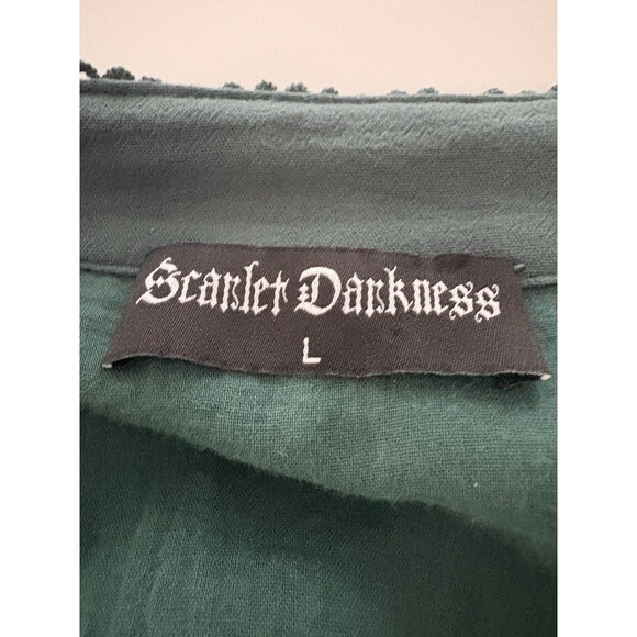 Scarlet Darkness Top Size Large Green Peasant Dark Romance Renaissance Goth - Picture 5 of 15